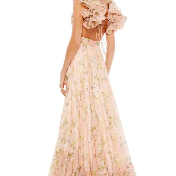Mac Duggal Ruffle Cutout Floral Gown - Picture 6 of 12